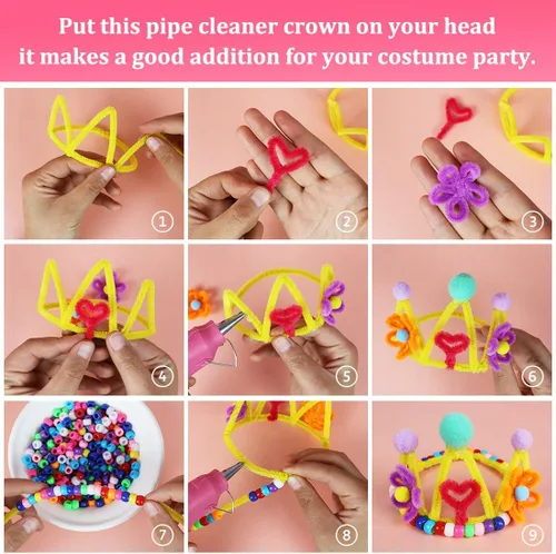 Miniatura 5 de Bundooraking Limpiapipas para Manualidades, Tallos de Chenilla para Proyectos de Arte y Manualidades, Decoraciones DIY de Flores, Suministros