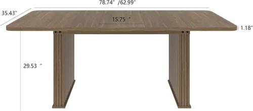 Miniatura 2 de Mesa de comedor extensible de 62.99 a 78.7 pulgadas para 6, 8 y 10, moderna mesa expandible de cocina de madera de granja, mesas de conferencias