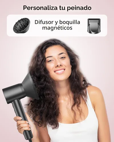 Miniatura 5 de Secador de pelo, 160000 rpm, secador de pelo iónico profesional de alta velocidad, 500 millones de iones negativos y control de calor y secador
