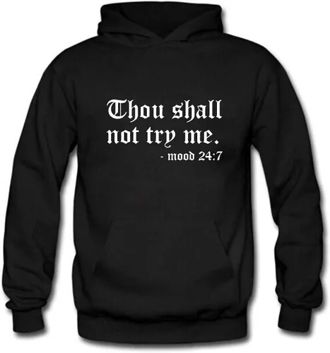 Miniatura 2 de Sudadera con capucha para mujer con texto en inglés "Thou Shall Not Try Me