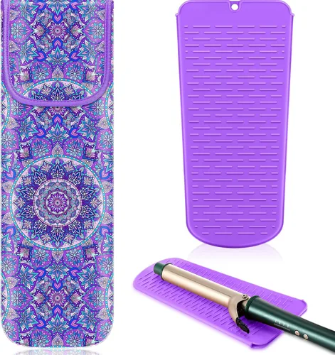 Miniatura 17 de Shappy 2 Piezas Funda de Viaje para Rizador Resistente al Calor Funda Porta Plancha Plana Manga de Neopreno Porta Alisador y Bolsa Plana