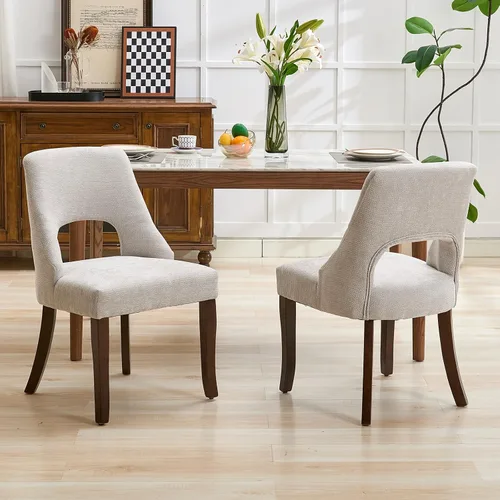 Miniatura 11 de UVV Juego de 2 sillas de comedor de madera, sillas de comedor modernas de mediados de siglo tapizadas en tela para cocina y comedor, silla de cena