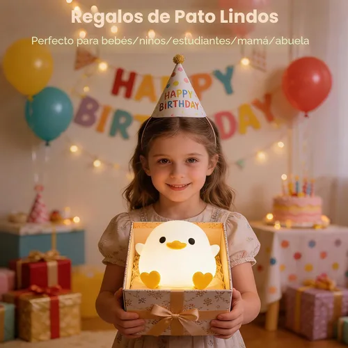 Miniatura 5 de FAMIDUO Luz nocturna de pato, bonita lámpara de pato DoDo, luz de noche de silicona blanda regulable para guardería de bebé con temporizador, luz