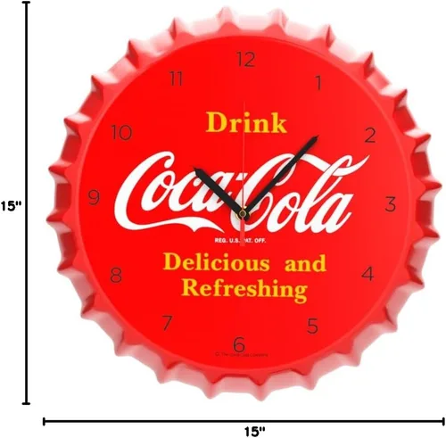 Miniatura 7 de Reloj de pared con tapa de botella de Coca Cola de 15 pulgadas