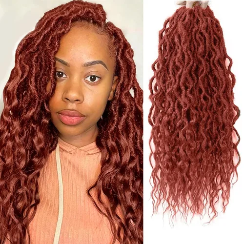 Miniatura 13 de Rastas sintéticas de ganchillo trenzadas, trenzas bohemias de 24 pulgadas, rastas sintéticas ombré, cabello trenzado afro rastas 1B