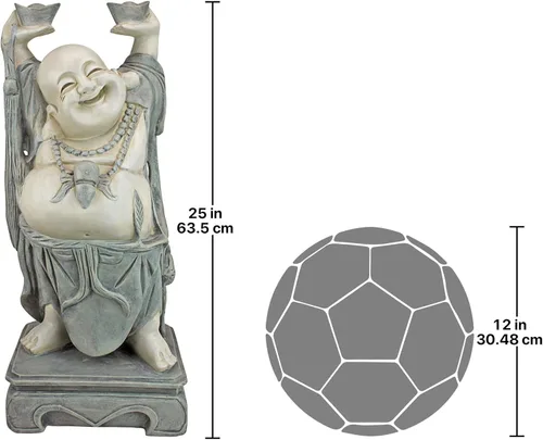 Miniatura 7 de Design Toscano Jolly Hotei Laughing Man - Estatua de jardín para interiores y exteriores, 26 pulgadas de alto, resina de piedra fundida, acabado