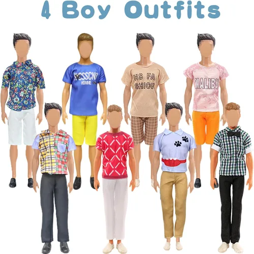 Miniatura 3 de 27 piezas de ropa y accesorios para muñecas de 11.5 pulgadas y 12 pulgadas incluyen 7 atuendos para niños, 7 atuendos para niñas, 3 pares de zapatos