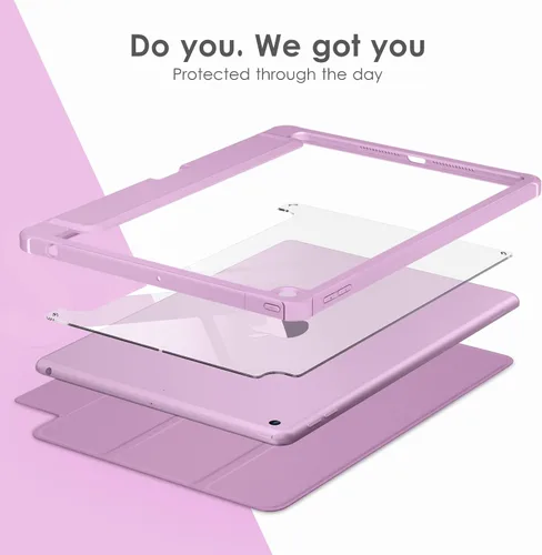 Miniatura 4 de VIKESI - Funda para iPad de 9ª / 8ª / 7ª generación de 10.2 pulgadas (lanzada en 2021/2020/2019), parte trasera transparente, cubierta de marco