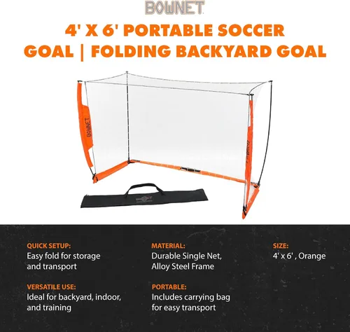 Miniatura 2 de Bownet - Portería de fútbol portátil con red - Portería de fútbol plegable emergente para entrenamiento y práctica - Marco de metal duradero