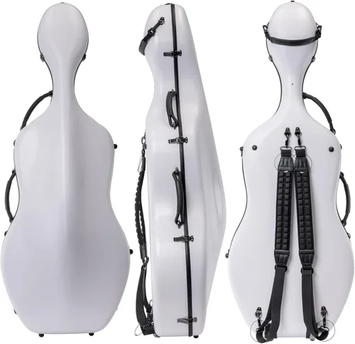 MI&VI CP-7006 - Carcasa rígida de fibra de carbono puro de 4/4, 11 libras (tamaño completo), con ruedas, correas de transporte, protección rígida,