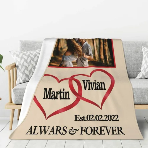 Miniatura 23 de JCETUNO Regalos personalizados de San Valentín para él y ella, mantas personalizadas con foto, mantas de fotos personalizadas, mantas de fotos