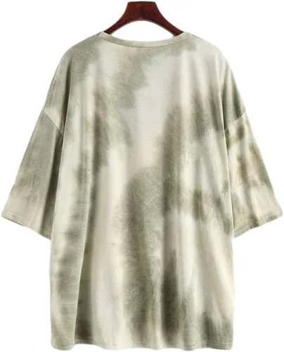 Miniatura 2 de Fenxxxl Camiseta de gran tamaño para mujer, de manga corta, cuello redondo, casual, hombros caídos, holgadas