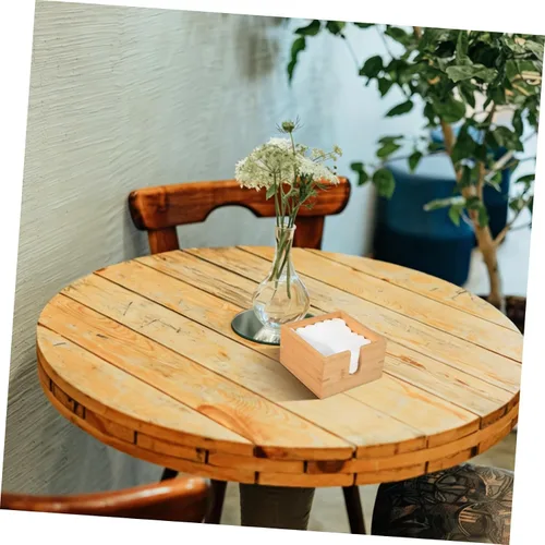 Miniatura 6 de Alipis Servilletero de bambú para mesa de comedor y cocina, dispensador de pañuelos de madera plano
