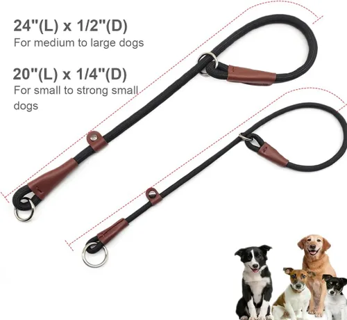 Miniatura 3 de MayPaw Collar ajustable de cuerda de nailon para entrenamiento de perros, collares de perro Martingala redondos sin tirones para perros pequeños