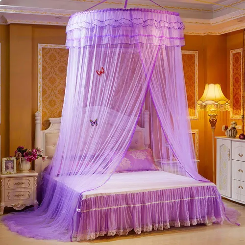 Miniatura 4 de Mosquitera colgante de cúpula de lujo para cama individual, matrimonial, queen, decoración de fiesta para el hogar, dormitorio (azul aguamarina)