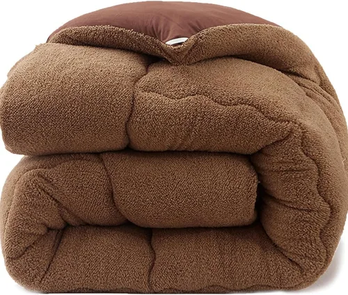 ZTGL Edredón de algodón cálido para invierno, edredón de invierno de terciopelo de cordero, manta de cachemira de cordero para cama doble, núcleo de