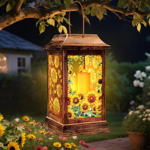 Miniatura 10 de Linternas solares de mariposa al aire libre impermeables, luces colgantes de metal y vidrio para decoración de jardín, regalos de cumpleaños