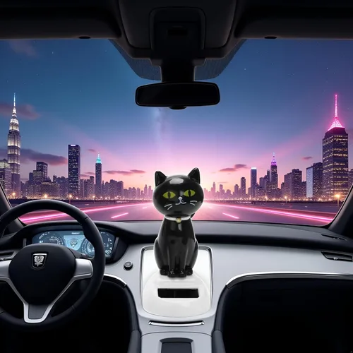 Miniatura 4 de Juguete solar para gato, figura de gato bailarín, adorno de automóvil, juguetes bailarines, decoración interior de automóvil, decoración
