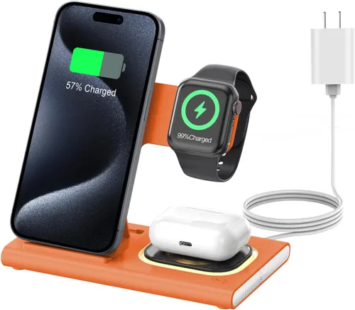 Miniatura 22 de Estación de carga 3 en 1 para iPhone 17 - Cargador inalámbrico para productos Apple para iPhone 17 16 15 14 13 12 11 Pro Max - Estación de carga Azul