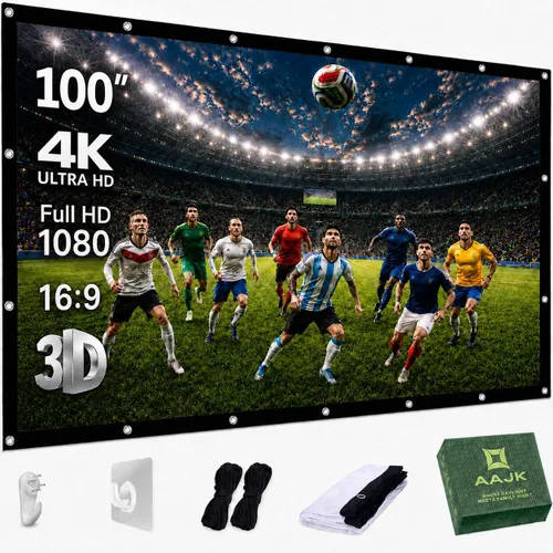 Miniatura 16 de Pantalla de proyección, pantalla de proyector de películas 4K HD 16:9, proyector portátil plegable antiarrugas, pantalla de películas para cine