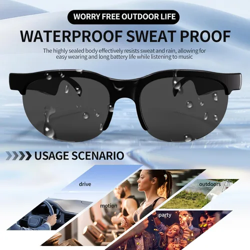 Miniatura 4 de Lentes de sol Bluetooth para hombres y mujeres, lentes inteligentes con llamadas manos libres/música, diseño ligero (1.41 onzas), Bluetooth 5.3, 8
