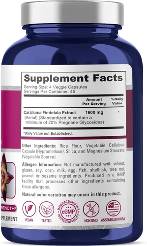 Miniatura 2 de NusaPure Caralluma Fimbriata 1600mg - 180 cápsulas vegetales (sin OMG, vegano)