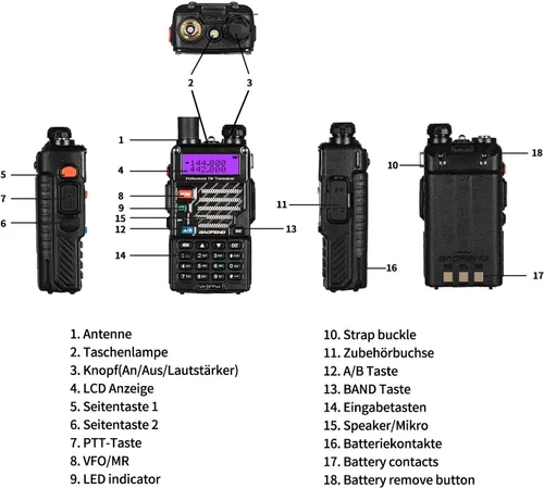 Miniatura 4 de Baofeng UV-5R+ Plus - Radio de mano para jamón, radio bidireccional de doble banda recargable de largo alcance, con auricular y cable