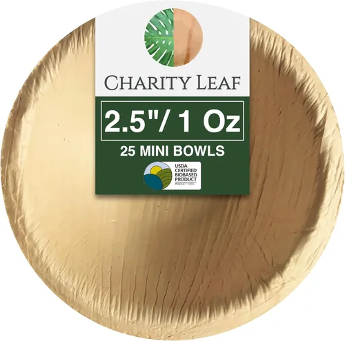 Miniatura 13 de Charity Leaf - Cuencos mini cuadrados desechables de hoja de palma de 3.5" (25 piezas) Similar al bambú Todo natural y biodegradable Para