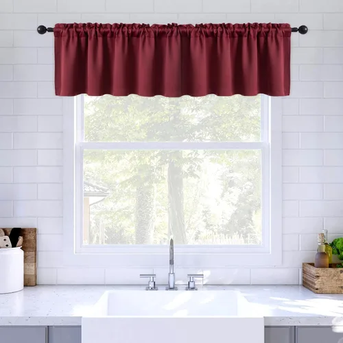 Miniatura 18 de MIULEE Cenefa opaca con bolsillo para cortinero, con aislamiento térmico, cortina corta para ventana pequeña y dormitorio, 42 x 18 pulgadas, 1 Beige