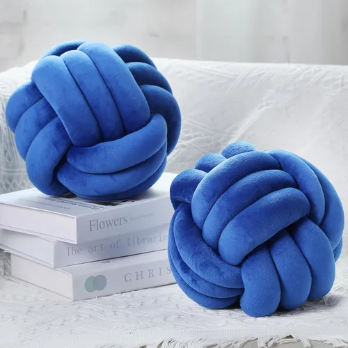 Miniatura 23 de Namalu 2 piezas de almohada bola de nudo suave, cojines decorativos redondos anudados, almohadas de bola rellenas hechas a mano para dormitorio