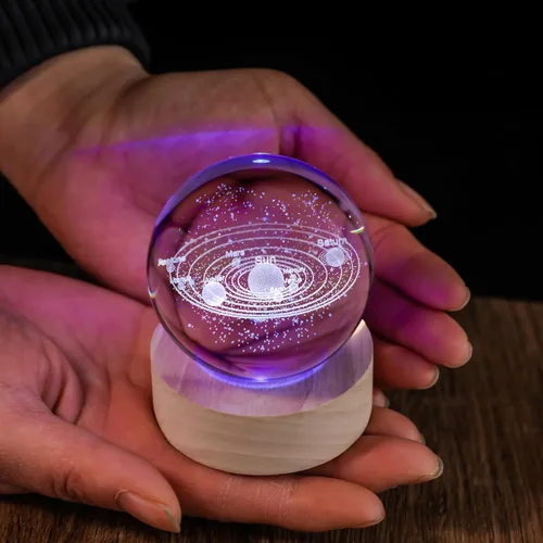 Miniatura 6 de Sistema Solar 3D de 60mm Bola de Cristal Astronomía Universo Regalos Modelo de Planetas del Sistema Solar 3D Ciencia Temática de Espacio Regalos Luz