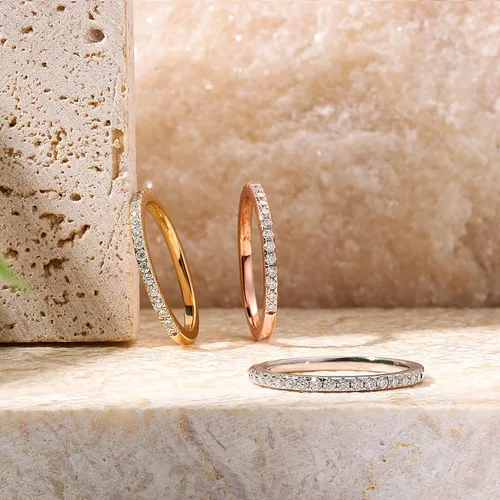 Miniatura 6 de SMILEST 1.8mm Moissanite Eternity Band Rings for Women, 0.25 0.3ct D Color VVS1 Clarity Lab Created Moissanite 14K White Yellow Rose Gold Vermeil