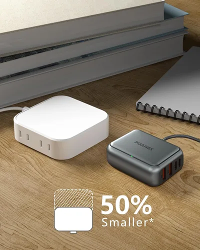 Miniatura 5 de Cargador USB de 8 puertos, cargador USB C de viaje multipuerto, mini estación de carga con puertos USB C y USB A, bloque de estación de carga