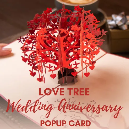 Miniatura 3 de DEVINE Cards - Tarjeta de árbol de amor desplegable Tarjeta de feliz día de San Valentín para esposa y esposo Tarjeta del día de la madre