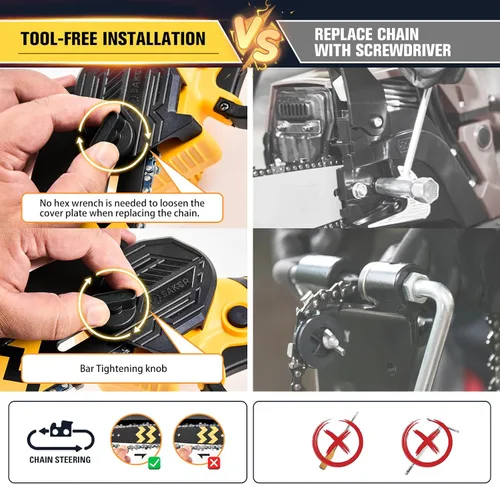 Miniatura 5 de Saker Mini motosierra inalámbrica de 6 pulgadas con interruptor de bloqueo de seguridad, motosierra eléctrica inalámbrica, motosierra pequeña