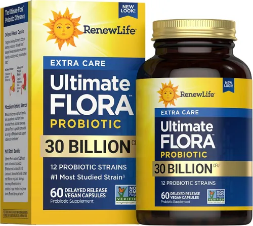 Renew Life Probióticos para adultos con 30 mil millones de UFC garantizados, 12 cepas, para hombres y mujeres, sin gluten, lácteos y soja, cuidado