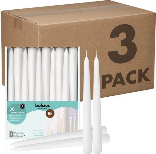 Miniatura 11 de BOLSIUS 60 velas cónicas blancas para el hogar, 10 pulgadas, calidad europea premium, 8 horas de tiempo de combustión, sin perfume, sin goteo y sin
