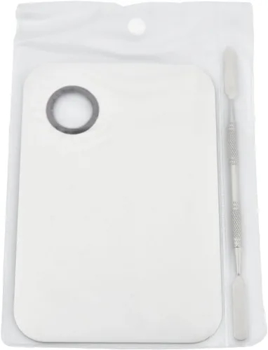Miniatura 5 de Paleta de mezcla de maquillaje, paleta de maquillaje de acero inoxidable, paleta de cosméticos con espátula para arte de uñas, sombra de ojos