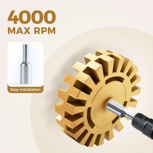 Miniatura 6 de Removedor de Calcomanías Rueda de Goma Borradora Rueda de Goma Borradora para Taladro Remueve Rayas de Automóviles Cintas de Vinilo y Adhesivos