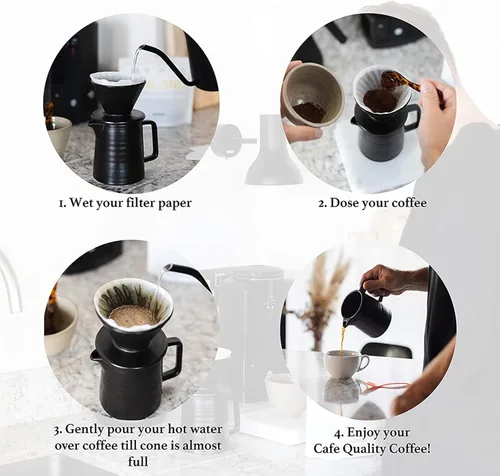 Miniatura 5 de SOTECH Juego de cafetera todo en 1, hervidor de acero inoxidable 304 con termómetro, molinillo de café, gotero de café y servidor de bolsa de viaje
