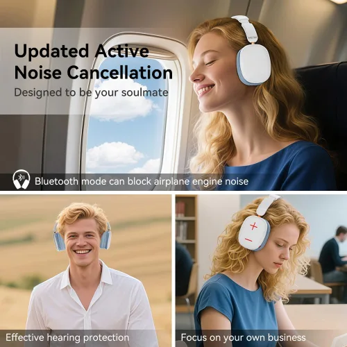 Miniatura 7 de Auriculares Bluetooth sobre la oreja, auriculares inalámbricos Bluetooth 5.3, tiempo de reproducción de 20 horas, micrófono, auriculares ligeros