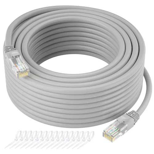 Miniatura 9 de Cable Ethernet Cat5e de 100 pies, cable largo de Internet Cat 5e, cable de conexión sin enganches, flexible, red, LAN, PoE, conector RJ45 estándar