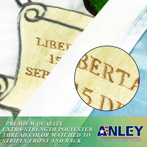 Miniatura 3 de Anley serie EverStrong - Bandera de Guatemala bordada de 3 x 5 pies, cabecera de lona bordada y resistente, 4 filas de costuras de bloqueo, bandera