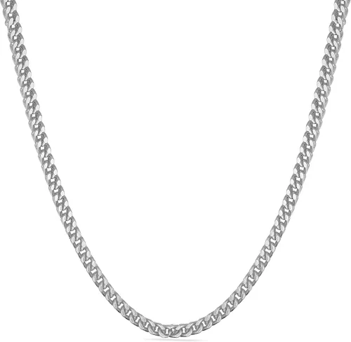PORI JEWELERS Caja cuadrada de plata esterlina italiana de 0.098 in, 0.138 in, 0.177 in, fabricada en Italia, disponible en color plateado,