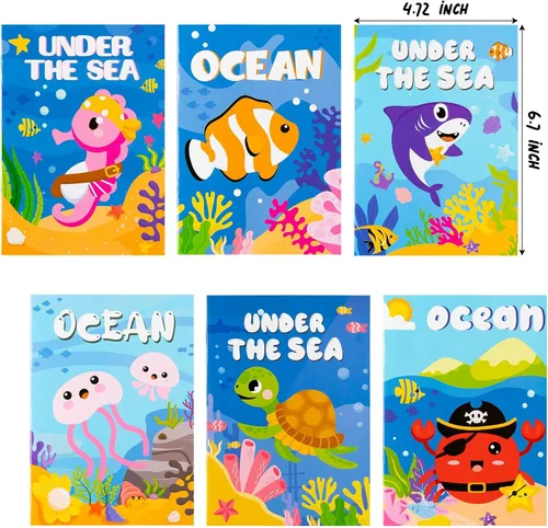 Miniatura 2 de ANGOLIO 24 libros para colorear de animales del océano a granel para niños, regalos de verano, mini libros de dibujo artístico para tiburón