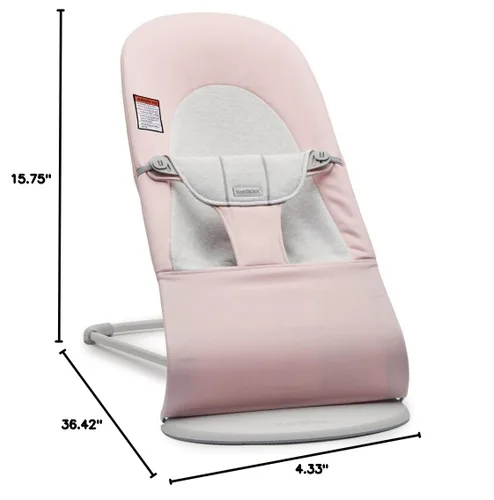 Miniatura 6 de BabyBjörn Bouncer Balance Soft, tejido/jersey, rosa claro/gris Asiento gorila ajustable 2 en 1 y silla para niños pequeños, recién nacido a niño