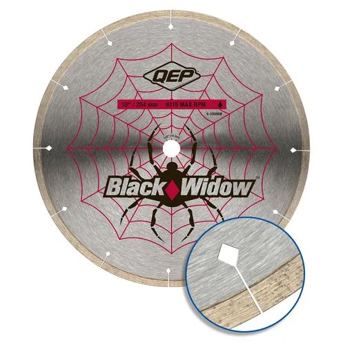 Miniatura 3 de QEP - Disco de diamante QEP 6-1008BW Black Widow, de 10 pulgadas con borde micro segmentado, mandril de 5/8 pulgadas, para corte en húmedo, máximo