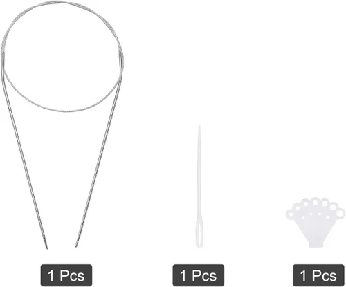 Miniatura 3 de uxcell Kit de agujas de tejer circulares, 25.2 pulgadas de largo, 0.079 in de diámetro, aguja redonda de acero inoxidable para proyectos hechos a