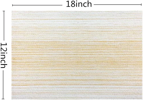 Miniatura 5 de Mantel individual de vinilo tejido duradero, lavable, resistente al calor, antideslizante, para cocina, comedor (juego de 4, amarillo con blanco)