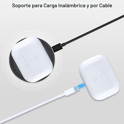 Miniatura 3 de Funda de carga inalámbrica de repuesto compatible con AirPods Pro de 1ª y 2ª generación, cargador AirPods Pro de 1ª y 2ª generación con botón